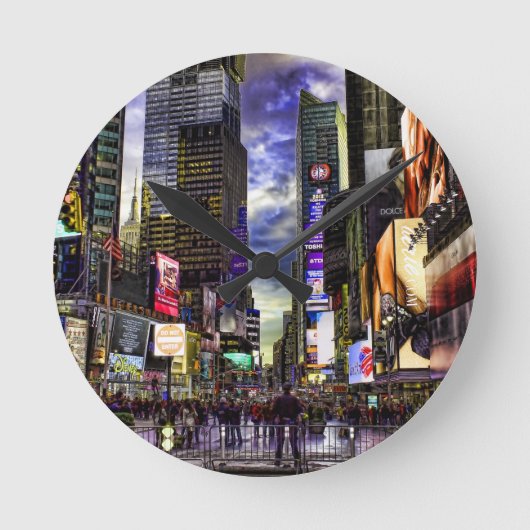 Times Square Photo in HDR Runde Wanduhr (Vorderseite)