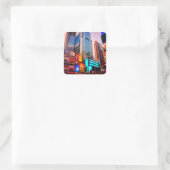 Times Square Quadratischer Aufkleber (Tasche)