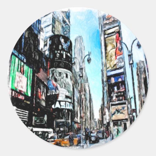 Times Square Runder Aufkleber (Vorderseite)