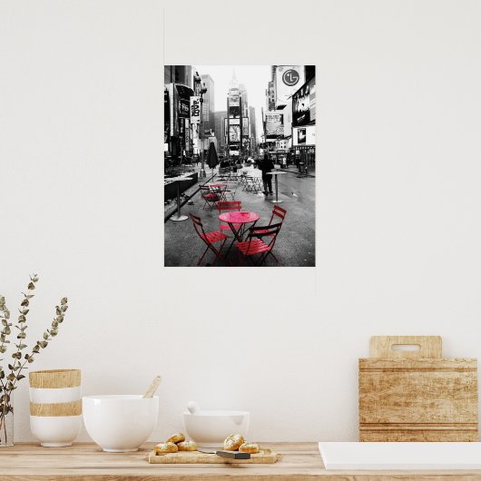 Times Square Schwarz-weiß Red Poster (Küche)