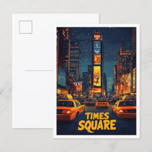 Times Square USA Art Vintag Illustration Travel Postkarte