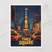 Times Square USA Art Vintag Illustration Travel Postkarte (Vorderseite)