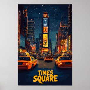 Times Square USA Kunst Vintage-Illustration Reise Poster