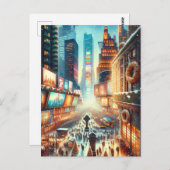 Times Square Winterkarte. Christmas Postkarte (Vorne/Hinten)