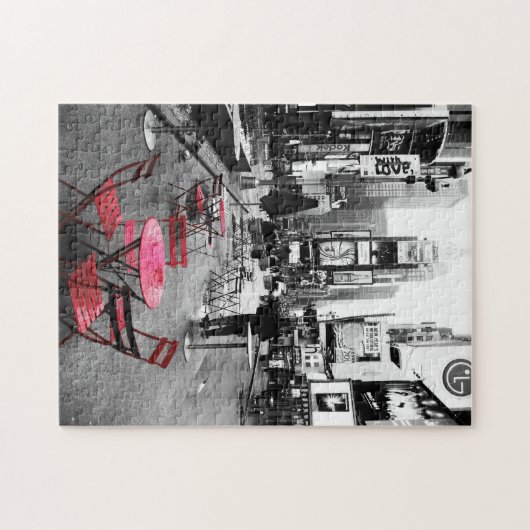 Times- SquareSchwarz-weißes rotes Puzzlespiel Puzzle (Horizontal)