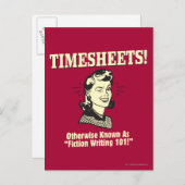 Timesheets: Fiktion Writing 101 Postkarte (Vorne/Hinten)