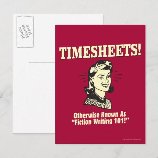 Timesheets: Fiktion Writing 101 Postkarte (Vorne/Hinten)