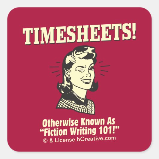 Timesheets: Fiktion Writing 101 Quadratischer Aufkleber (Vorderseite)