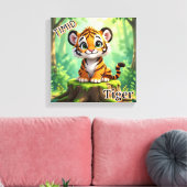 Timid Tiger | Niedlicher Cartoon Kids Kinderzimmer Leinwanddruck (Insitu (Wohnzimmer))