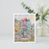 Timisoara Rumänien Berühmter Platz Wasserfarben Postkarte (Stehend Vorderseite)