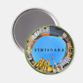 Timisoara Stadt Romantik Gewerkschaft Piazza Panor Magnet (Vorderseite/Rückseite)