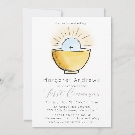 Timless First Communion Religious Einladung (Vorderseite)