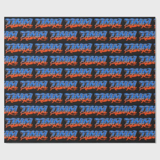 Timm Vorname Name Graffiti blue orange Geschenkpapier (Flach)