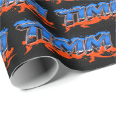 Timm Vorname Name Graffiti blue orange Geschenkpapier (Rolleneckpunkt)