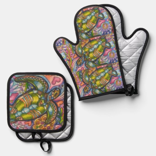 Timmy Oven Mitt and Pot Holder Set (Vorderseite/Rückseite)