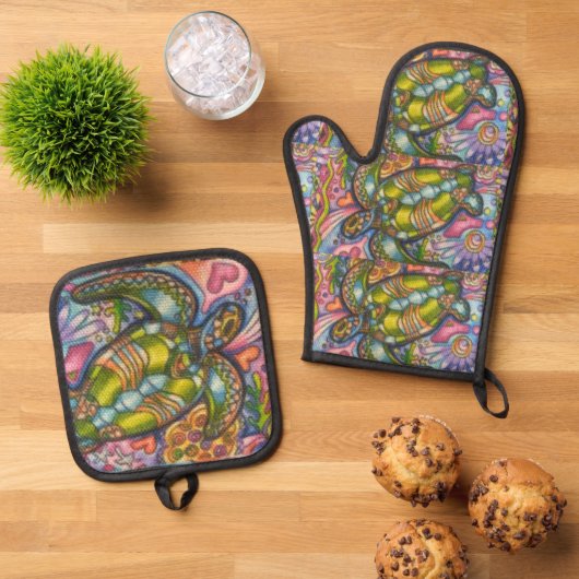 Timmy Oven Mitt and Pot Holder Set (Oben Unten)