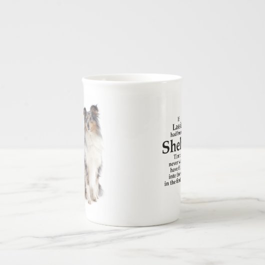 Timmy's Blue Merle Sheltie Bone China Tasse (Vorderseite)