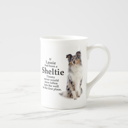 Timmy's Blue Merle Sheltie Bone China Tasse (Rechts)