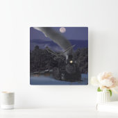 Timmy's Weihnachtsabendzug Quadratische Wanduhr (Zuhause)