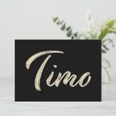 Timo Name white gold Handwriting Karte (Stehend Vorderseite)
