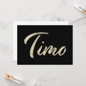 Timo Name white gold Handwriting Karte (Vorderseite/Rückseite Beispiel)