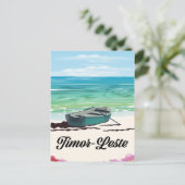 Timor-Leste Retro-Reiseplakat. Postkarte (Stehend Vorderseite)