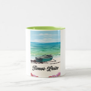 Timor-Leste Retro-Reiseplakat. Zweifarbige Tasse
