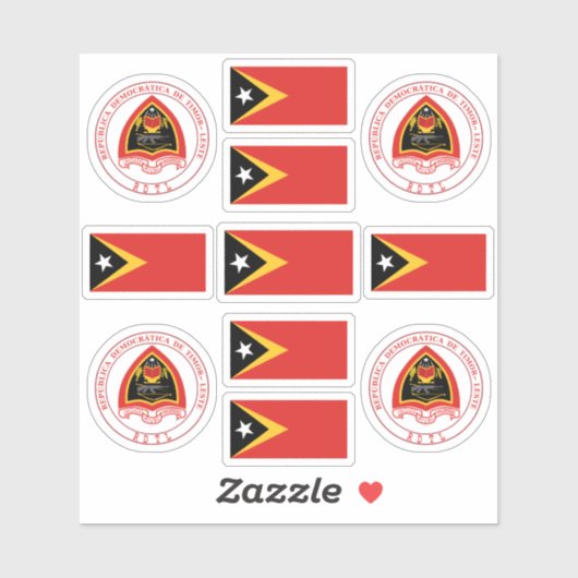 timorische Staatssymbole/Wappen und Flagge Aufkleber (Blatt)