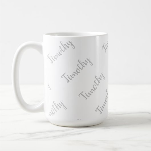 Timothy Name in Hellgrau, Kaffeetasse (Links)