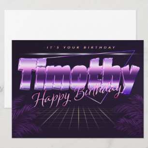 Timothy Name Vorname lila retro Karte Geburtstag