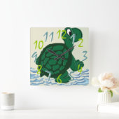 Timothy the Turtle Quadratische Wanduhr (Zuhause)