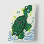 Timothy the Turtle Quadratische Wanduhr (Winkel)
