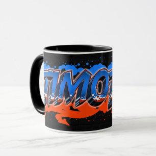 Timothy Vorname Name Graffiti blue orange Tasse
