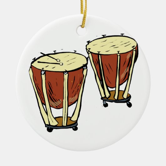 Timpani zwei mit Holzhammer-Grafik-Bild Keramik Ornament (Vorne)