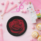 TimPic Black Plate mit Rote Rose DesigPaper Plate Pappteller (Party)