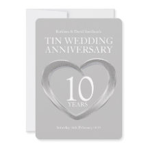 Tin 10. Hochzeitstag Herz Party lädt ein