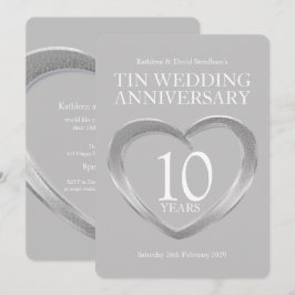 Tin 10. Hochzeitstag Herz Party lädt ein Einladung