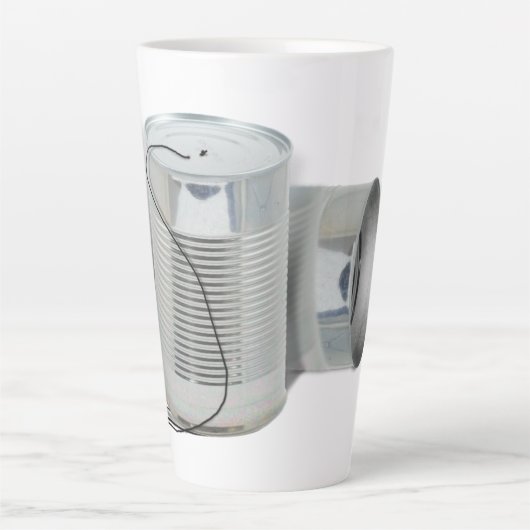 Tin Can Phone (Kannst du mich JETZT hören?) Milchtasse (Vorderseite)