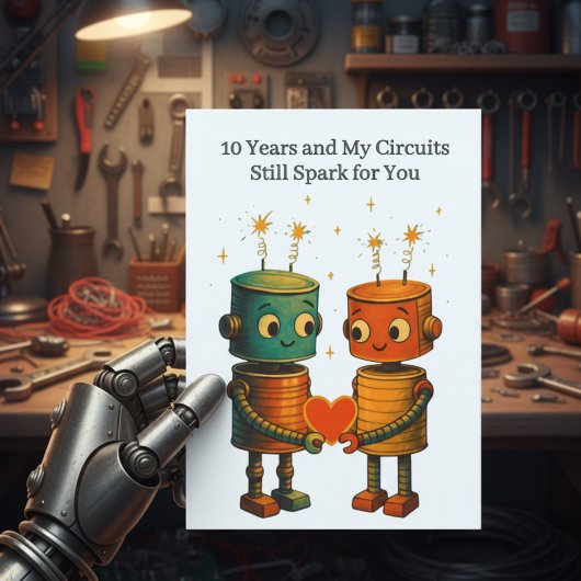 Tin Robot Love 10th Wedding Anniversary Karte