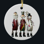 Tin Santa, Soldier und Snowman Keramik Ornament<br><div class="desc">This colourful tree ornament feature Christmas characters,  Santa Claus,  an old fashioned soldier und a snowman all crafted from tin.</div>