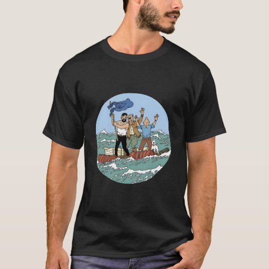Tin-Tin-Sea-Abenteuer mit Captain Haddock T-Shirt (Vorderseite)