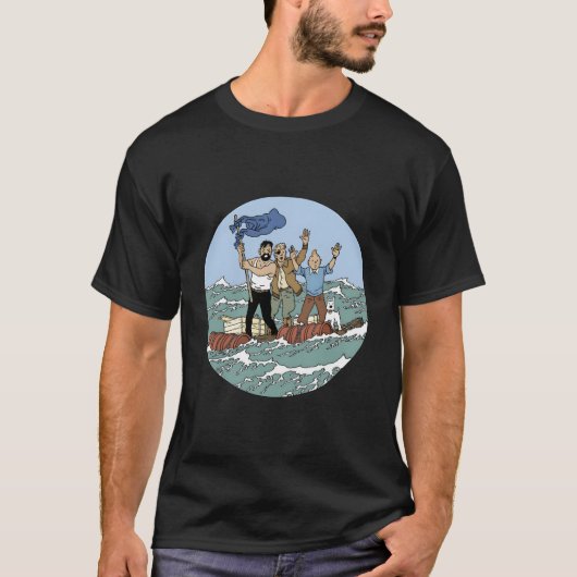 Tin-Tin-Sea-Abenteuer mit Captain Haddock T-Shirt (Vorderseite)