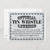 Tin Whistle License Postkarte (Vorne/Hinten)
