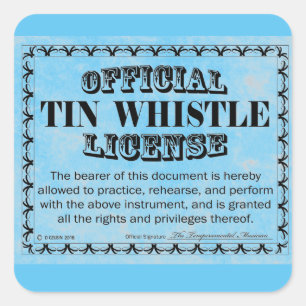 Tin Whistle License Square Aufkleber
