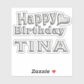 Tina Happy Birthday silver Aufkleber Sticker (Blatt)