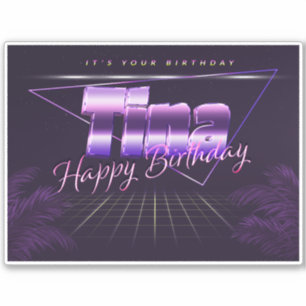 Tina Name Vorname lila retro Sticker Geburtstag
