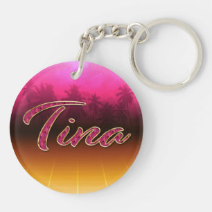 Tina Vorname Name golden pink Schlüsselanhänger