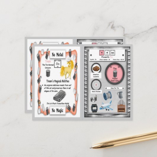 Tinam - Tin Horn Unicorn Game Card Postkarte (Vorderseite/Rückseite Beispiel)