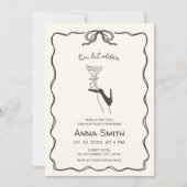 Tini Bit Ältere Cocktail Hand gezeichnet Braun Geb Einladung (Vorderseite)