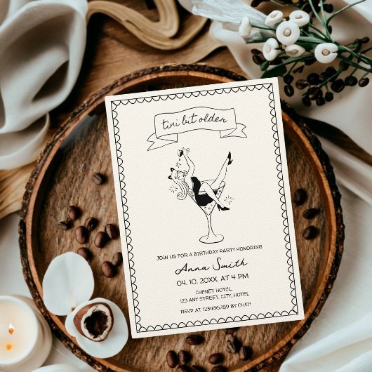 Tini Bit Ältere Cocktail Hand gezeichnet Einzigart Einladung